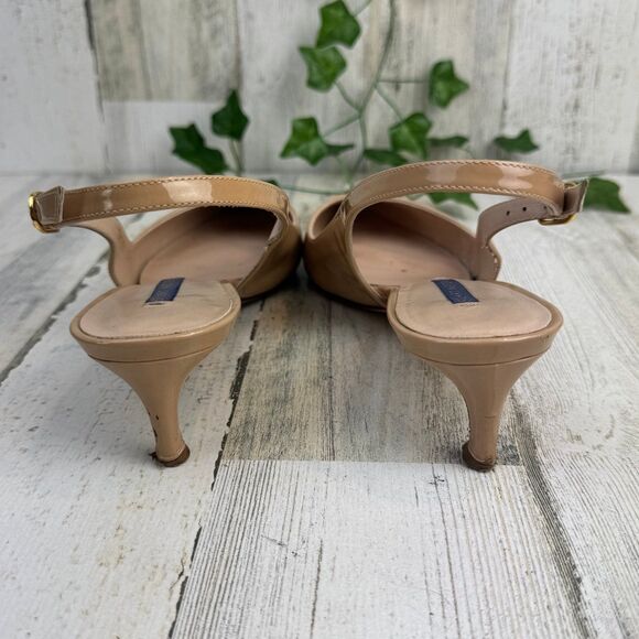 Stuart Weitzman Nude Patent Slingback low Heels Size 8.5 - Picture 4 of 10